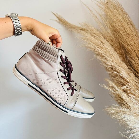 MENS KENNETH COLE Rubber Grey Brown White Lace Up High Top Sneakers Shoes 10 - Picture 2 of 12